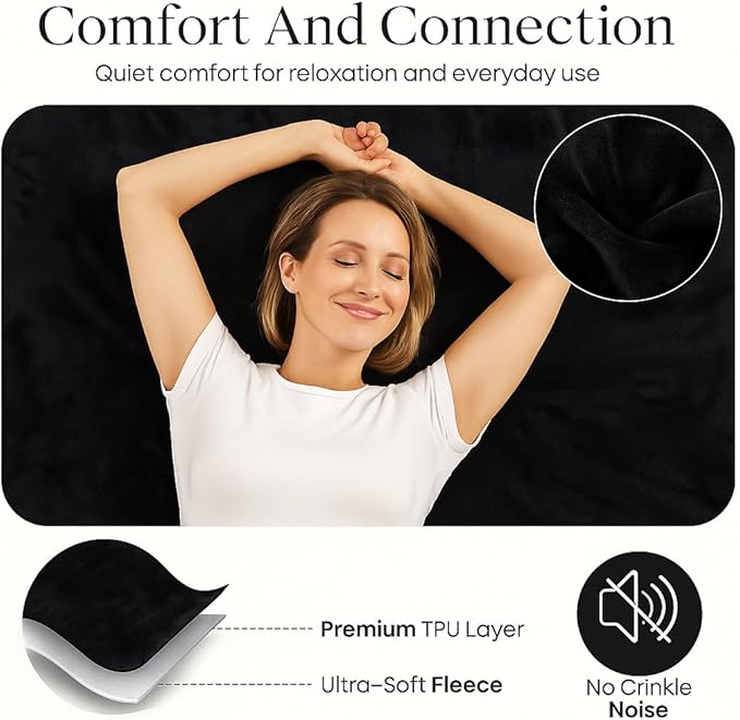 Waterproof Blanket for Bed (80"x 60" Queen Size) Reversible Plush Fleece 250 GSM, Moisture Absorbent TPU Stain Proof Couch Bed Mattress Water Proof Cover Black/Gray