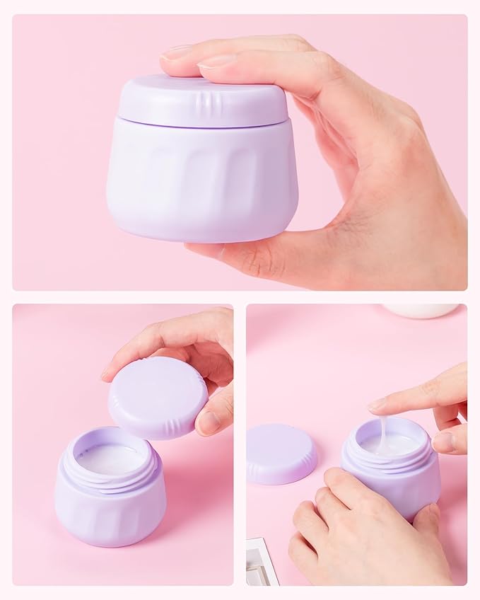 Mrsdry Travel Containers for Toiletries, TSA Approved Travel Size Toiletries 4 Pack, Refillable Containers, With Clear Bag, Leak Proof Silicone Jars, Essentials Creams Jars Carrying Small Items