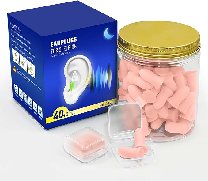 Ear Plugs for Sleeping Noise Cancelling - 40dB Ear Plugs for Noise Reduction - Calmer Earplugs for Concert Sleep Travel Study Work - Hearing Protection Sound Blocking-42 Pairs Pink