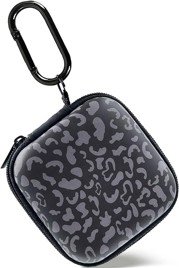 Earbud Case Headphone Organizer Ear Bud Case Portable EVA Carrying Box Storage Bag with Carabiner for AirPods Beats Bose Galaxy Buds 4/3/FE Data Cable Storage (Grey Cheetah)