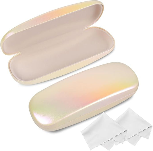 Joyberg Glasses Case, 2 Pack Eyeglass Case with Cleaning Cloth, Glasses Case Hard Shell Fits Most Glasses