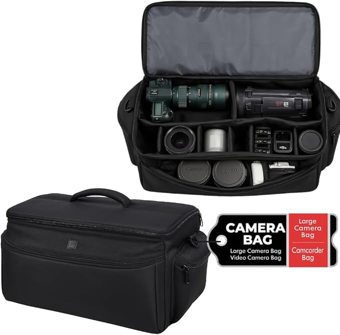 eCostConnection Extra Large Soft Padded Water Resistant Camcorder Equipment Gadget Bag/Case for Canon XA10, XA20, XA25, XH-G1s, XL2 and More Cameras Camcorders and DSLR