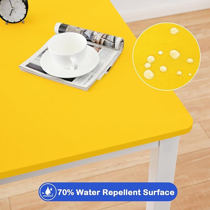 Wolkemer 2 Pack 3 Foot Yellow Fitted Tablecloth 36x36 Inch Square Elastic Edges Table Cloth, Spandex Stretch Table Cover with Machine Washable Fabric for Wedding Party Picnic Dining Indoor Outdoor