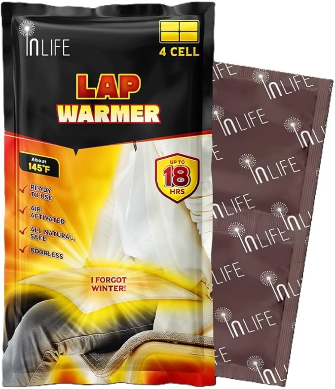 InLife Super Warmer for Lap and Body | All Natural & Safe, Instant Quick Heat, Easy & Comfort | Bigger & Wider Size, Air Activated, Single Use, Stable & Long-Lasting | Odorless, 1 Pack