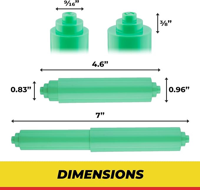 Qualihome Green Universal Plastic Spring Loaded Toilet Paper Roll Holder Replacement Rod, Green Toilet Paper Roll Replacement Rod