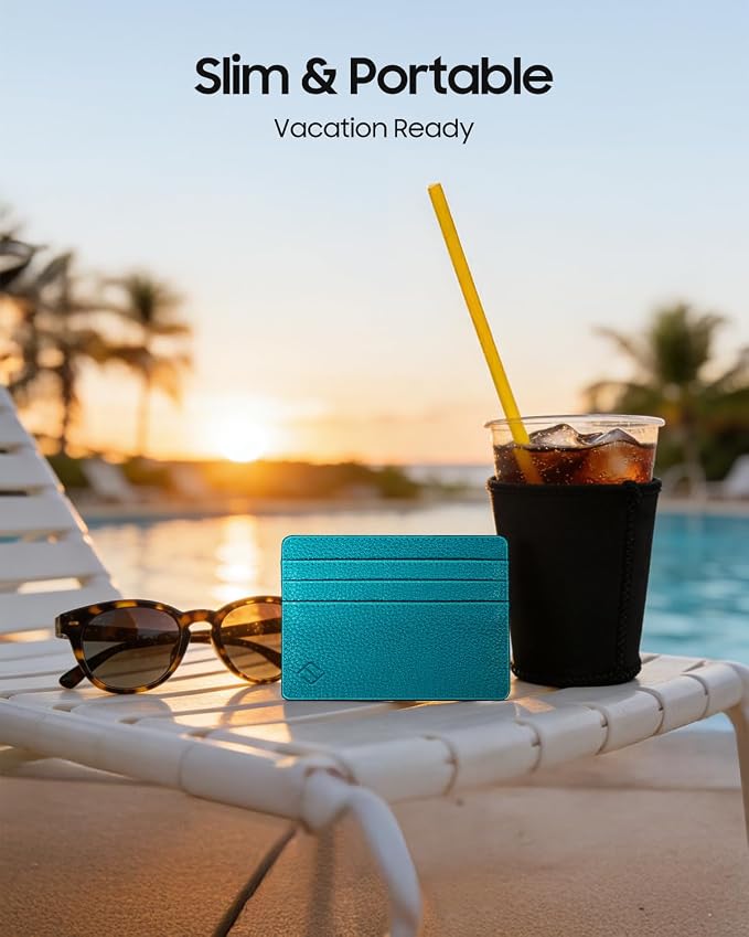 FINTIE Slim Minimalist Front Pocket Wallet, RFID Blocking Credit Card Holder Card Cases with ID Window for Men Women, Legacy Teal