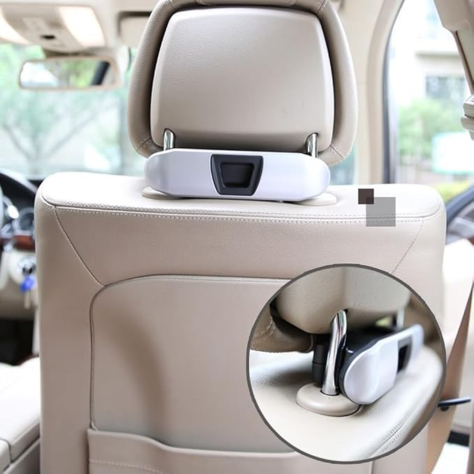 Car Coat Hanger,Folding Cars Headrest Back Seat Coat Holder,Save Space Auto Travel Hanger for Jackets Suit Coats,Motorcar Interior Organizer Storage Accessories for Automotive,RV,Truck,SUV(Silver)