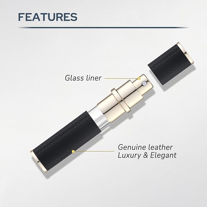 Fusupak Travel Perfume Bottle Refillable - Mini Leather Cologne Atomizer Sprayer Portable - Empty Small Size Fragrance Pump Dispenser Container Purse Essentials - Small Refill 10ml Brown 4 PCS