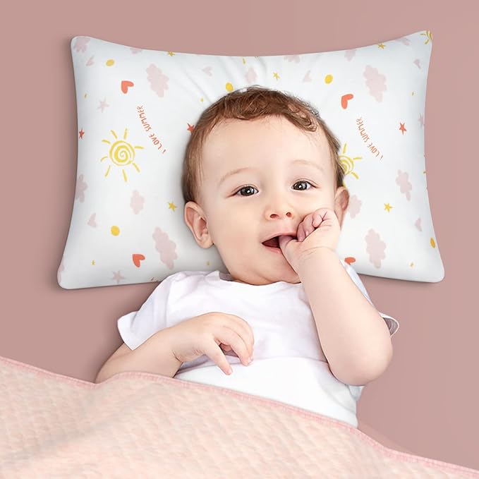 Zenssia Organic Cotton Toddler Pillowcases Pack of 2, 13x18 Inches Travel Pillowcase with Envelope Closure, Soft & Breathable Baby Pillow Case Cover, Sunny Pink