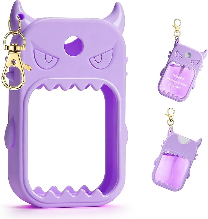 JAMIEWIN Spray Hand Sanitizer Silicone Case Compatible with Touchland Hand Sanitizer 1 FL OZ Holder Accessory with Keychain