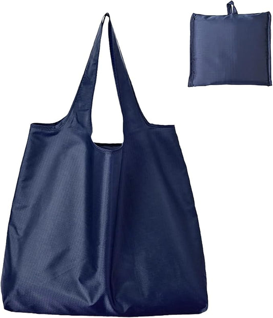 Large 50lbs Heavy Duty Reusable Foldable Grocery and Shopping Tote Bags - Washable Polyester Bags in Pocket