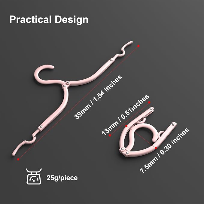Premium Travel Hangers 12 Pack Portable Folding Clothes Hangers - Super Bearing Collapsible Hanger Foldable Clothes Drying Rack for Travel, Indoor and Outdoor Use, Pink