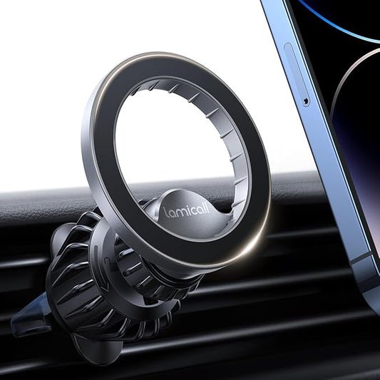 Lamicall for MagSafe Car Mount - [20 Super Magnets] Magnetic Phone Holders for Your Car, Air Vent Phone Holder Car, HandsFree Cell Phone Holder Mount Accessories for Women Men fit iPhone 17 Pro Silver
