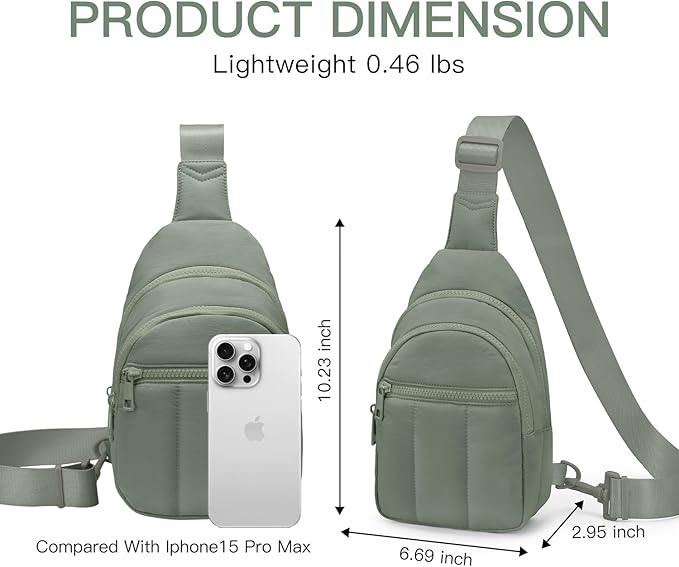 Viverte Quilted Puffer Crossbody Bags for Women Small Puffy Sling Bag Lightweight Cross Body Bubble Purse Shoulder Bag for Travel (Bean Green)