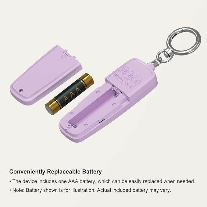 Personal Safety Alarm Keychain for Women,3-Pack,Loud Siren with Flashing LED Light,Portable Emergency Security Device,Gifts for Kids,Presents for Elderly,Night Running,Purple White Blue