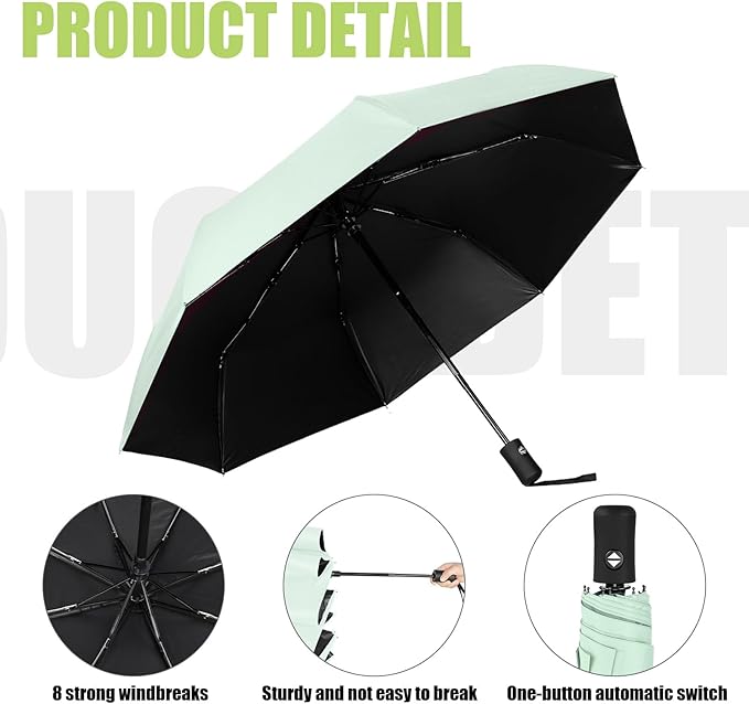 Jexine 6 Pcs Windproof Travel Umbrella for Rain Compact Small Automatic Lightweight Portable Umbrella for Men Women Backpack
