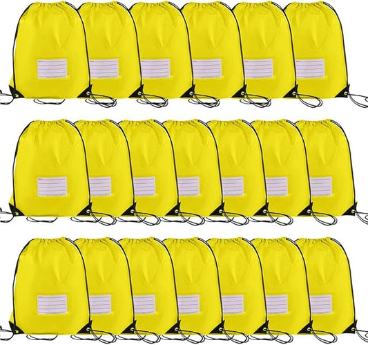 20 Pcs Drawstring Bags,Bulk Draw String Backpack, DIY Gym Sports Cinch Bag Sackpack for Women Men, Yellow