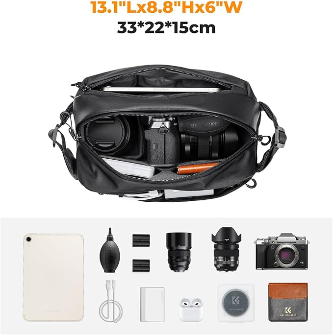 K&F CONCEPT Camera Sling Bag Crossbody Bag Waterproof Camera Shoulder Backpack DSLR/SLR/Mirrorless Camera Case