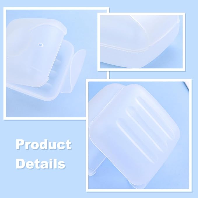 Plastic Cotton Round Holder 4 PCS Plastic Square Holder Multiple Colors Portable Travel and Sealed, Suitable for Makeup Remover Cotton Balls Beads 4 Colors (Whitish-Transparent)