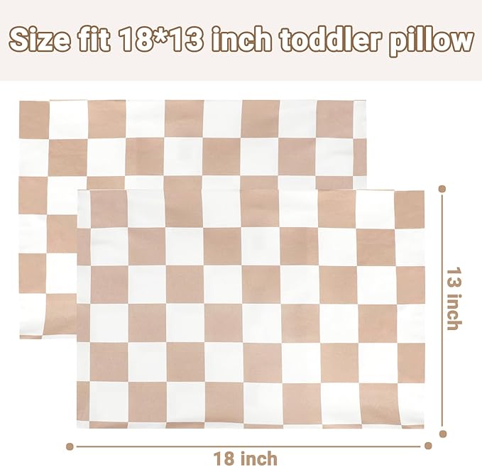 TANOFAR 2 Pack Toddler Pillowcase for 13x18 Pillow, Soft Stretchy Toddler Pillow Case with Envelope Closure, Bedding Small Pillow for Boys and Girls Aged 2-5 Years, Checkerboard Yellow