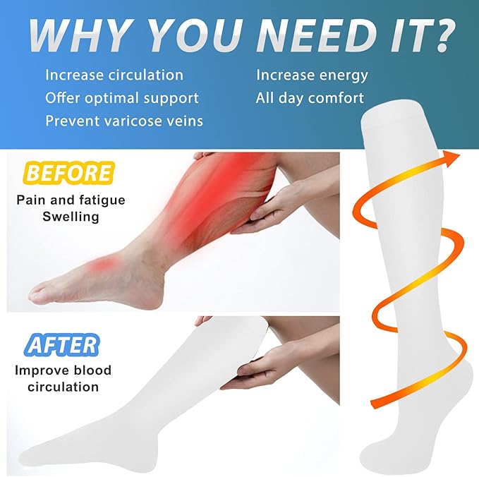 Aoliks Compression Socks for Women & Men 4 Pairs, Best Support for Nurses Running Travel