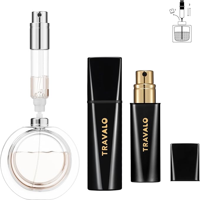 Travalo OBSCULA Ultimate Bottom-Fill Perfume Atomizer with HD Spray - 5ml Leakproof Travel Bottle, Refillable Portable Fragrance Dispenser for Her & Him (OBSCURA, BLACK)