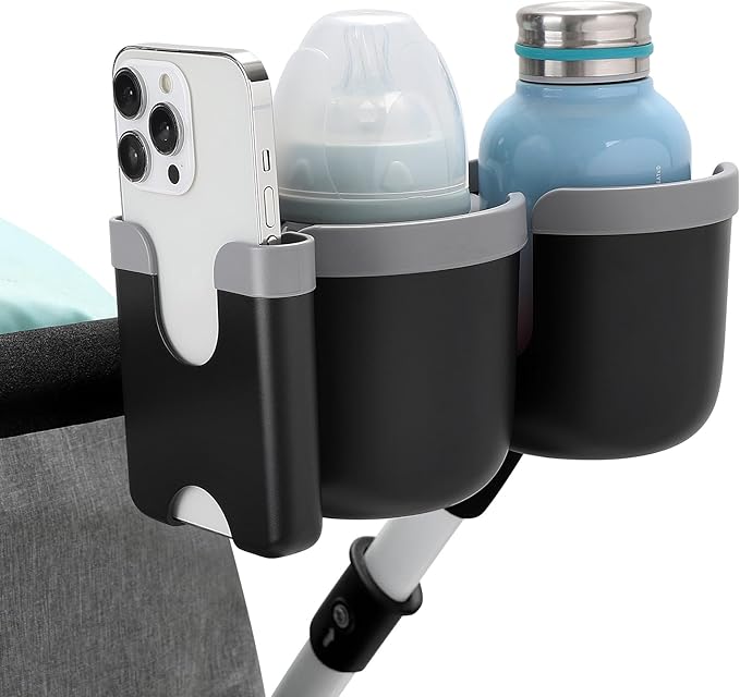 Accmor Stroller Cup Holder with Phone Holder, Bike Cup Holder, Universal Cup Holder for Uppababy Nuna Doona Strollers, 2-in-1 Cup Holder for Walker, Wheelchair, Scooter