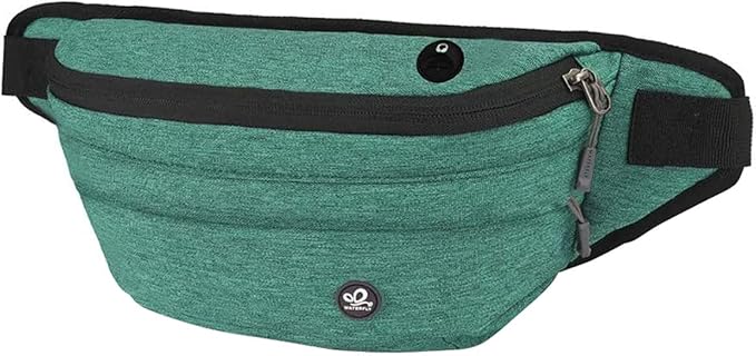 WATERFLY Running Belt Fanny Pack: Runner Marathon Jogging Waist Pack Sport Workout Exercise Fitness Phone Holder Belt for Men Women Jogger Slim Waistband Black