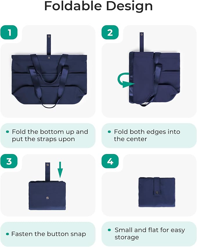 BAGSMART Tote Bag for Women, Foldable Tote Bag With Zipper Travel Shoulder Bag Handbag for Work