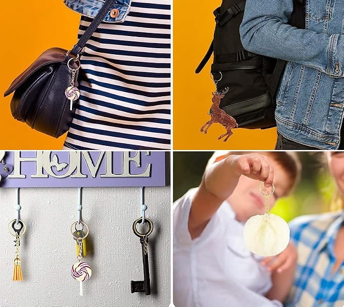 50Sets 1 inch Keychain Rings Bronze Split Round Key Ring with Chain and Open Jump Rings for DIY Keychain Making Crafts