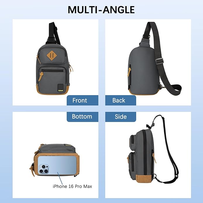 Goloni Sling Bag Crossbody Shoulder Bag for Men Women,Waterproof Lightweight Casual Daypack with Multi-Pockets