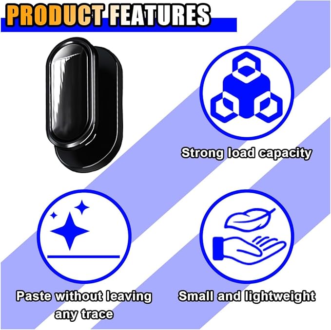 KITUREK Car Mini Hooks, Multifunctional Strong Self-Adhesive Backseat Hangers, Wall Hanging Hooks, Universal Hook Stickers, Car Interior Accessories for Key Charging Cable Earphone (8PCS Glossy)
