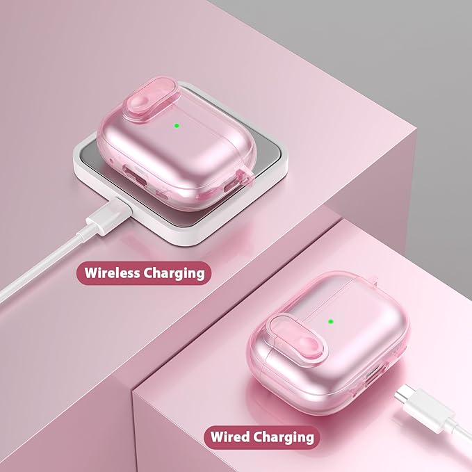 (with Lock) Clear Case Compatible for Cute Apple Airpods Pro 1/2 Cases Women, VISOOM TPU Transparency Air pods Pro 1st 2nd Generation Earbuds Case Bling Keychain for Airpod iPod Pro2/1