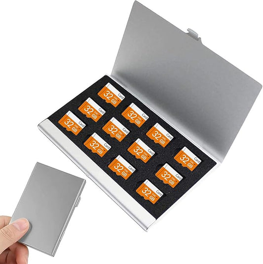 Aluminum Waterproof Memory Card Case - Ultrathin Mini Rustproof Protector for Micro SD/Micro SDXC/TF Cards (Silver Color)