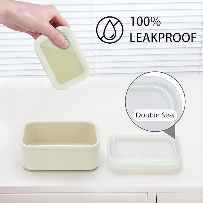 AIDIMMING Leak Proof Silicone Travel Soap Case with Clear Lid & Drain Pad, Compact Bar Soap Container, Portable Soap Holder for Standard Bar Soap & Handmade Soap, Travel Camping Gym (Clear&Offwhite)