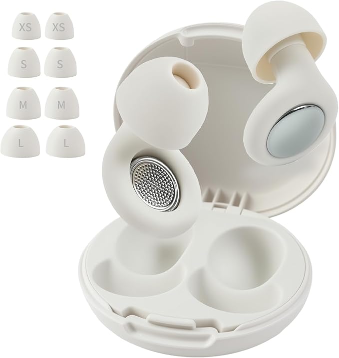 Earplugs for Sleep Noise Reduction, Reuseable Earplugs for Sleeping Noise Reducing, Silicone Ear Plugs for Concerts, Ultra Soft Ear Plug with 8 Eartips - White, 30db Sleep Ear Plugs