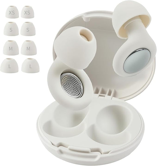 Earplugs for Sleep Noise Reduction, Reuseable Earplugs for Sleeping Noise Reducing, Silicone Ear Plugs for Concerts, Ultra Soft Ear Plug with 8 Eartips - White, 30db Sleep Ear Plugs