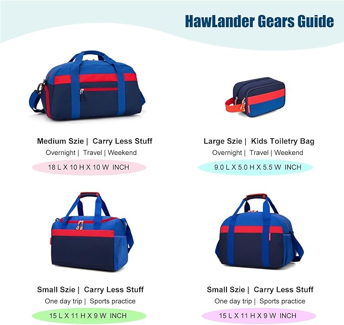 Large Kids Duffle Bag for Travel, Overnight, or Weekender, 22" inch (Dark Blue)
