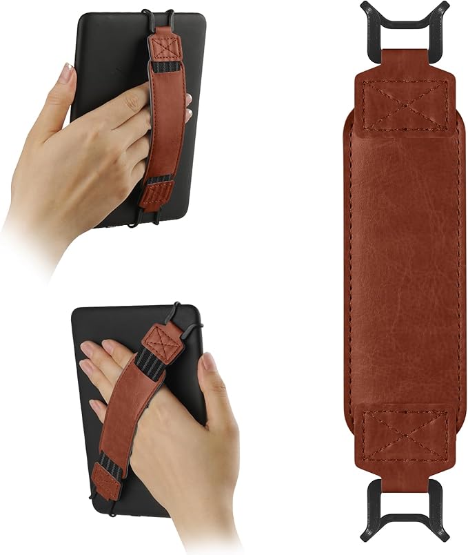 HoYiXi Universal Soft Hand Strap for 6-7 Inch eReader Tablet, Compatible with Kobo/Pocketbook/Tolino/Paperwhite/Nook, High Elasticity Hand Strap for Tablet, Brown