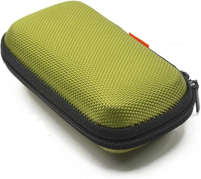 Rectangle Shaped Portable Protection Hard EVA Case, Mesh Inner Pocket, Zipper Enclosure, Lightweight Small Universal Carrying Bag Wired/Bluetooth Headset Charger Change Purse (Green)