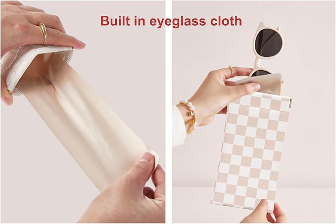eyeglasses bag Soft Glasses bag, Portable Squeeze Top Sunglasses Case Travel for Women Girls