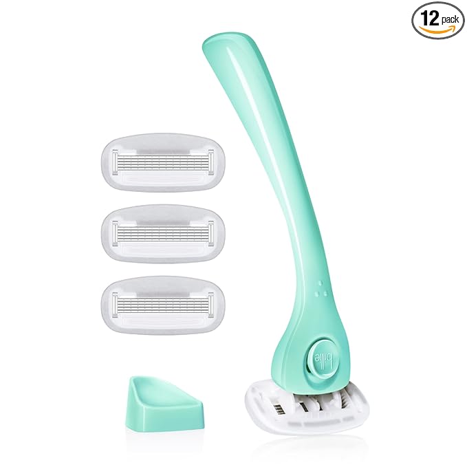 Billie Razors for Women Shave Kit – Razor + 4 x 5-Blade Razor Refills + Magnetic Holder – Minty,(Pack of 12)