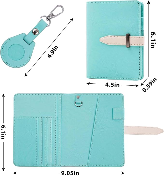 Passport Wallets, Mulit-Purpose RFID Blocking Passport Holder AirTag Wallet, Travel Wallet（Blue-White）