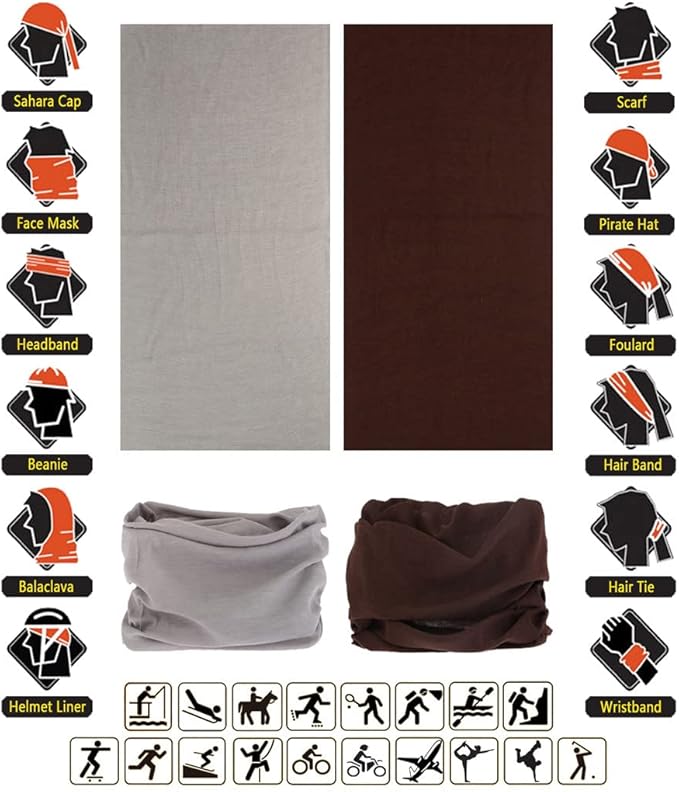 VANCROWN Headband Neck Gaiter Head Wrap Headwear Face Mask Magic Scarf Bandana for Men and Women
