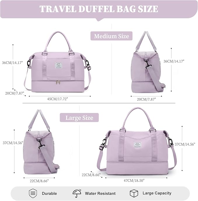 Weekender Bags for Women,Personal Item Travel Bag with Shoes Compartment,Overnight Travel Duffel Bag with Toiletry Bag,Medium