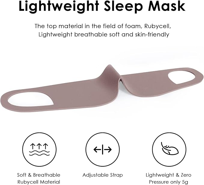FRESHME Ear Hanging Sleep Mask - Side Sleeper Comfy Blindfold for Sleeping With Elastic Strap, Blockout Brown Eye Shade, Lightweight Breathable Cover for Nap, Travel, Yoga