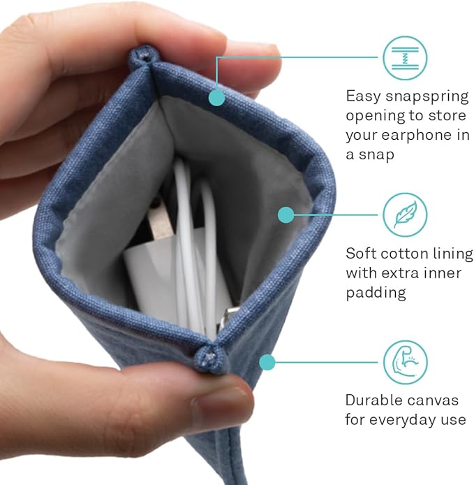 UT Wire [2-PACK Pocket Snap & Store Mobile Charger Case Pouch, Slate Blue with Solid Grey Interior