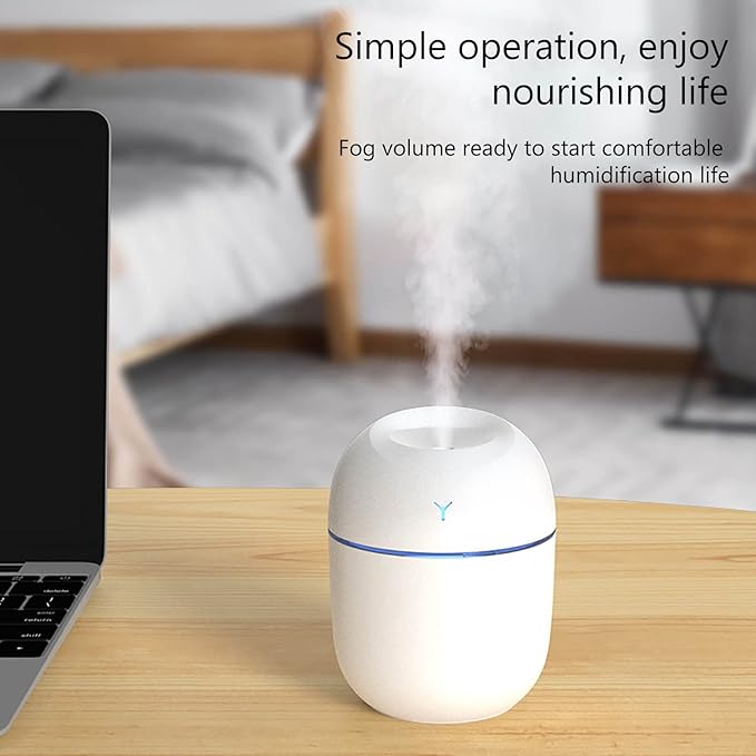 Humidifiers for Bedroom, 250ml Easy To Fill & Clean, Quiet Ultrasonic Small Humidifier with 2 Mist Modes and 7 Color Nightlight,auto Shut-Off Portable Humidifier for Home Plants Nursery Indoor