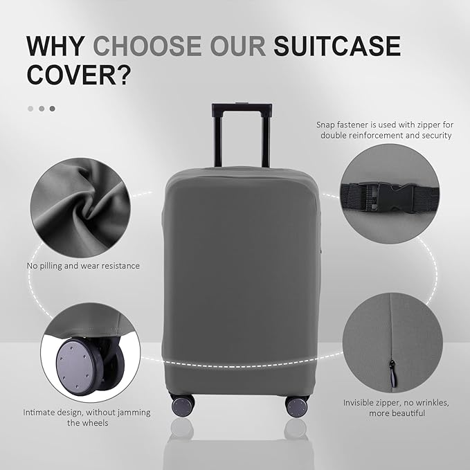 Travel Luggage Cover - Scratch-Resistant Fit 19-31 Inch Suitcase Protector (Slate Gray, L(26-27 inch))