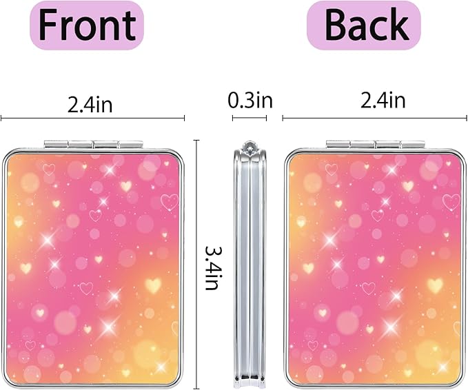 Pocket Mirror, Small Travel Mirror with Magnification, Portable Double-Sided Magnifying Cosmetic Mirror for Daily (Glittering)
